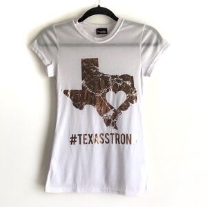 Texas Strong White with Gold Foil Texas Tee Shirt Size xs